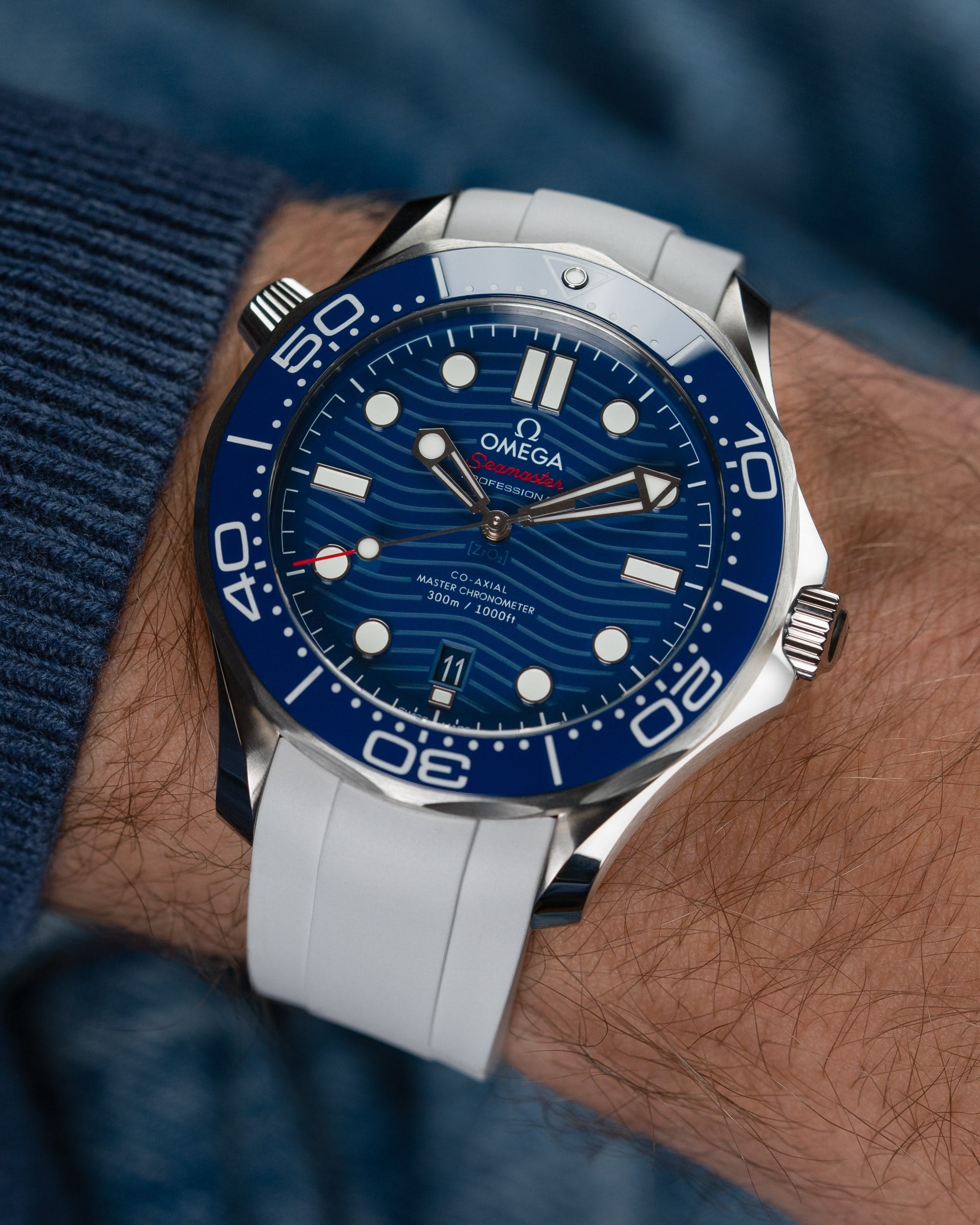 Rubber Strap for Omega Seamaster Diver 300 42mm Blue