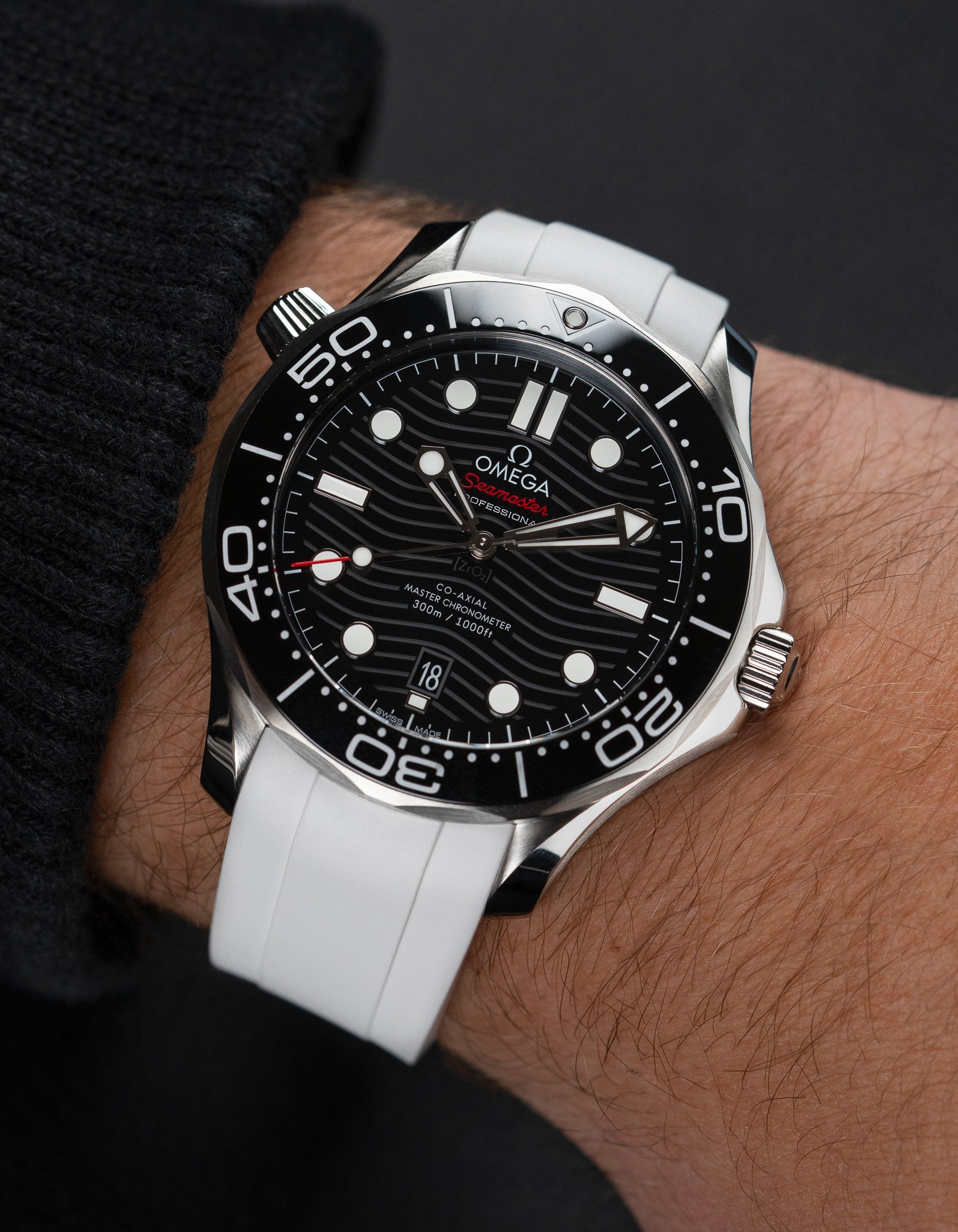 FKM Rubber Strap for Omega Seamaster 300 Diver White