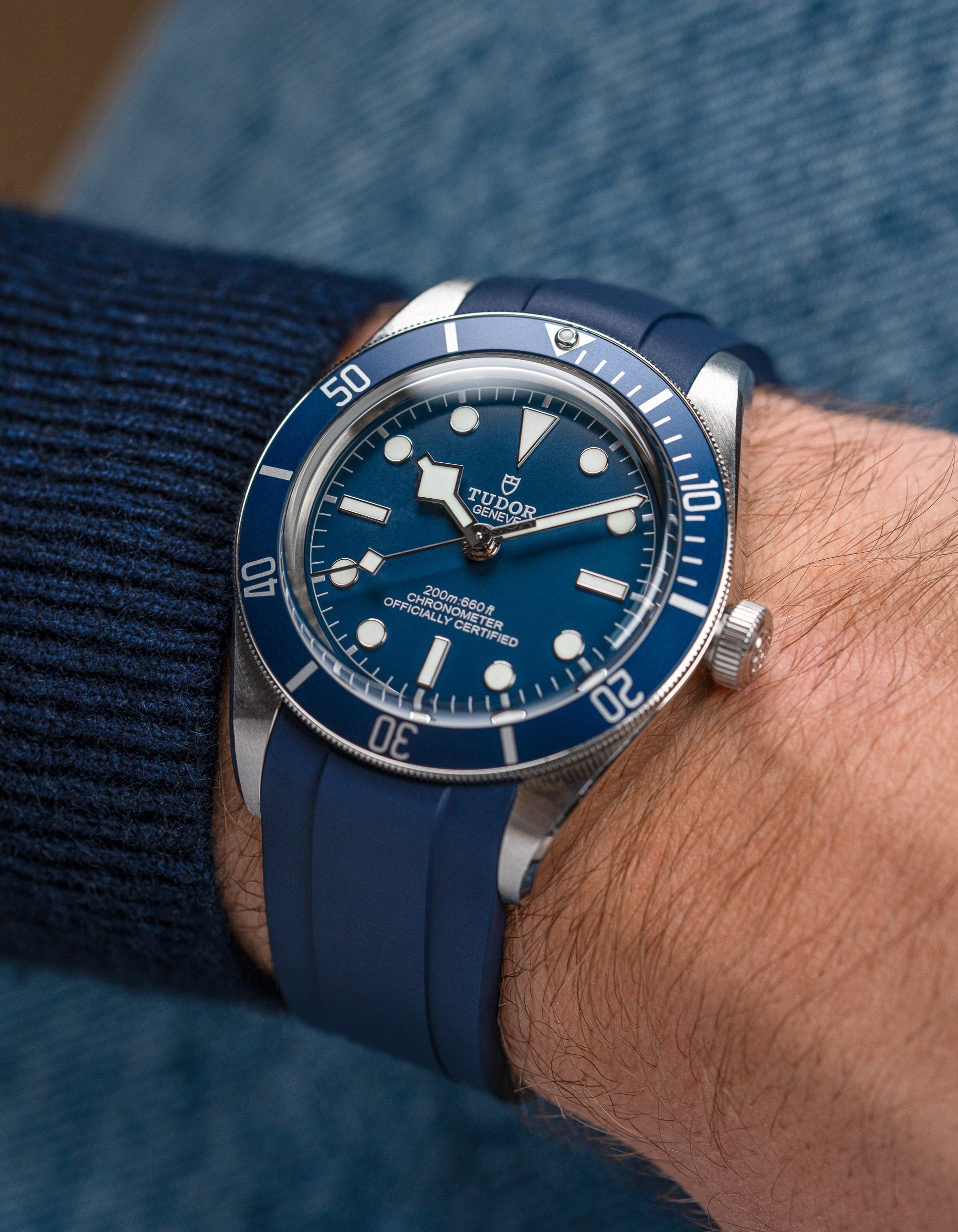 Rubber Strap for Tudor Black Bay 58 Navy Blue