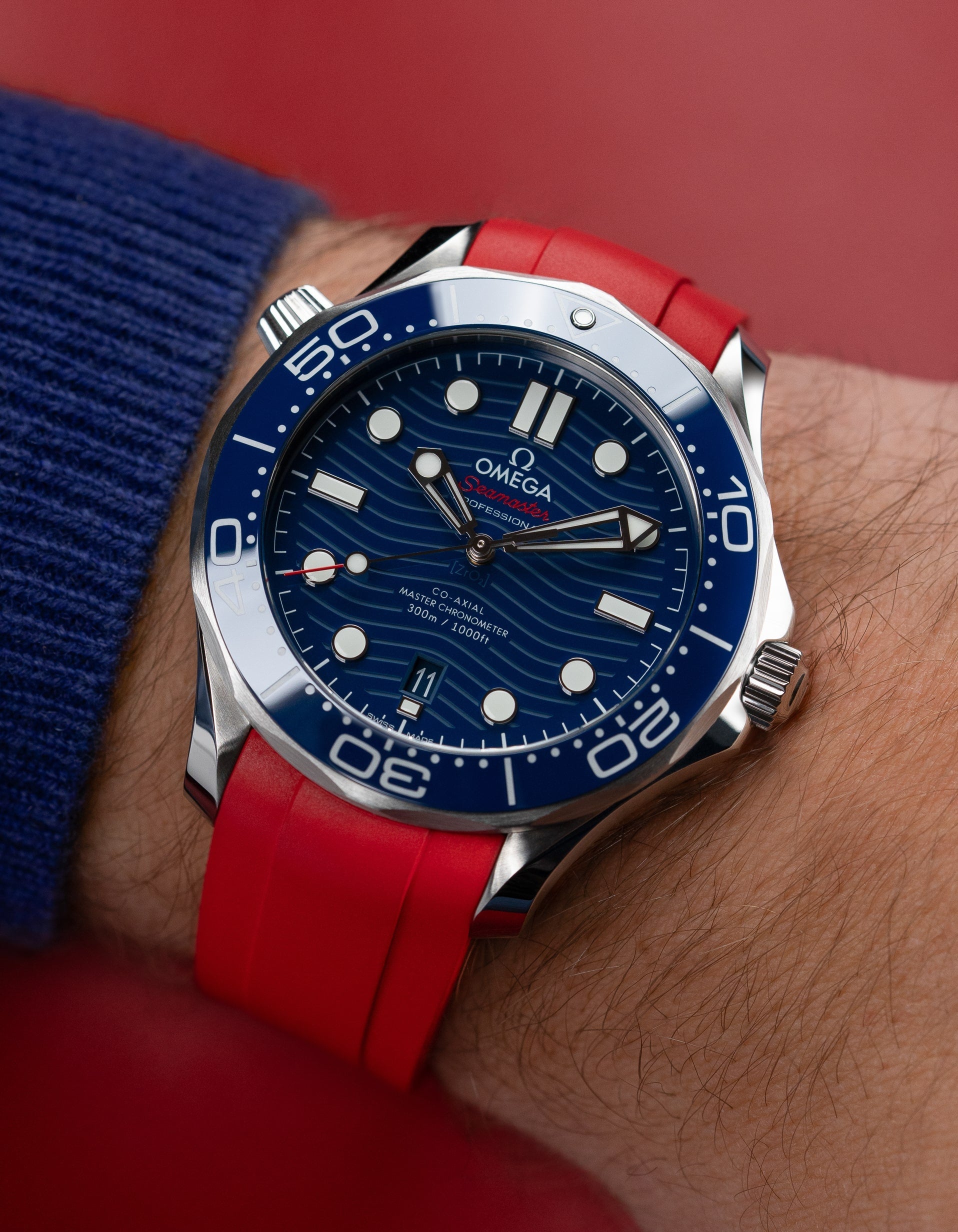 Rubber Strap for Omega Seamaster Diver 300 42mm Blue