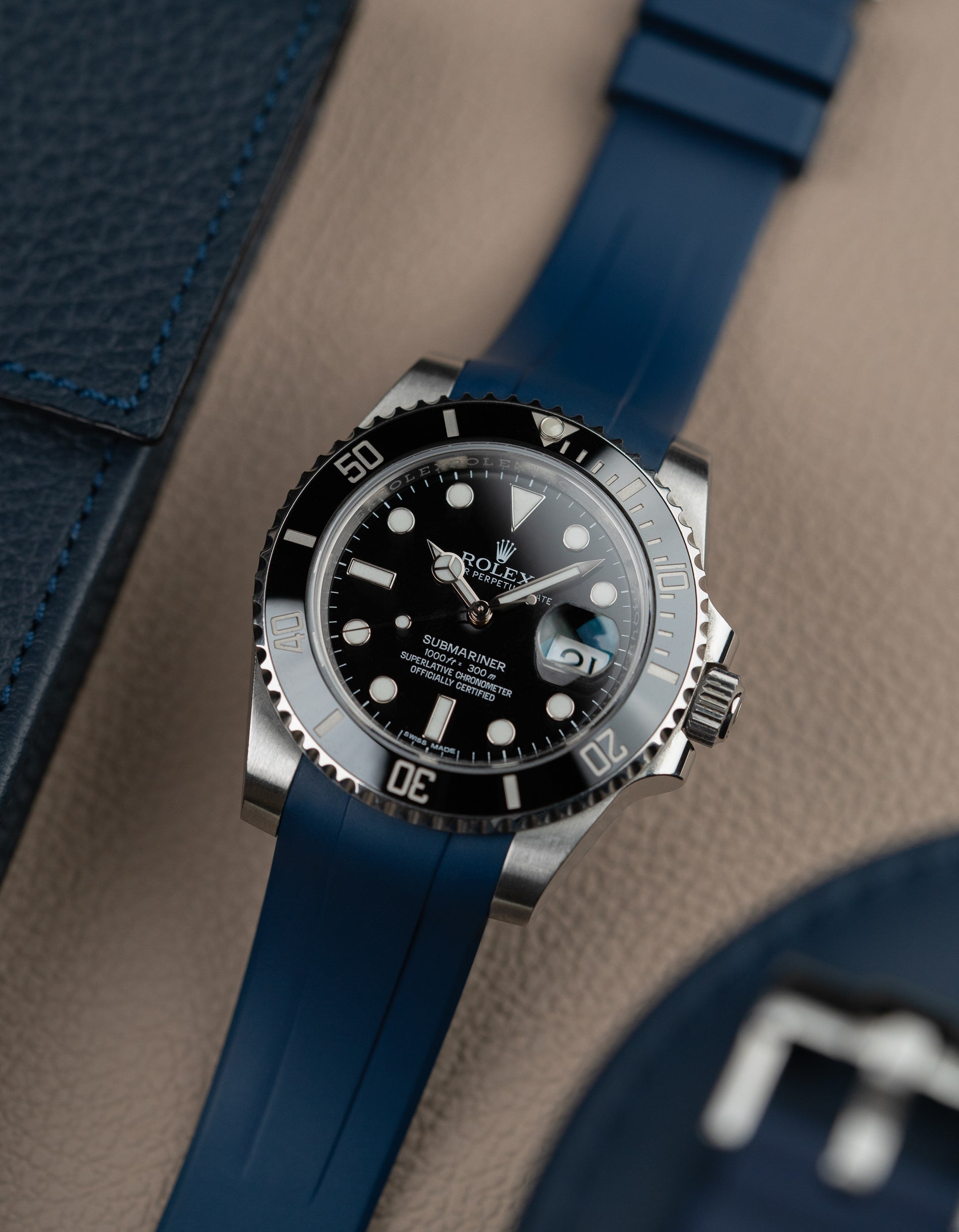 FKM Rubber Strap for Rolex Submariner Navy Blue