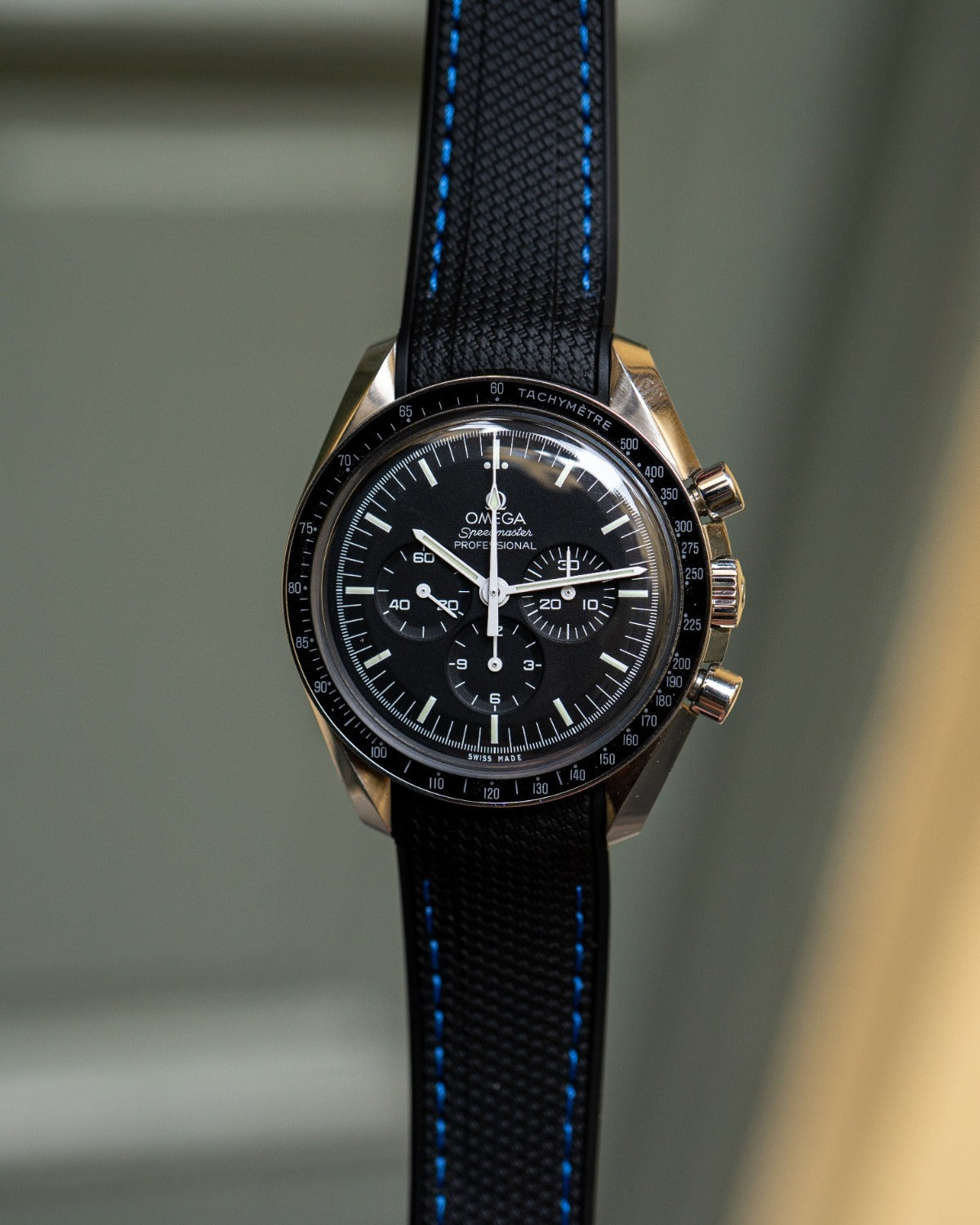 Curved Premium Rubber Strap for Speedmaster - Black