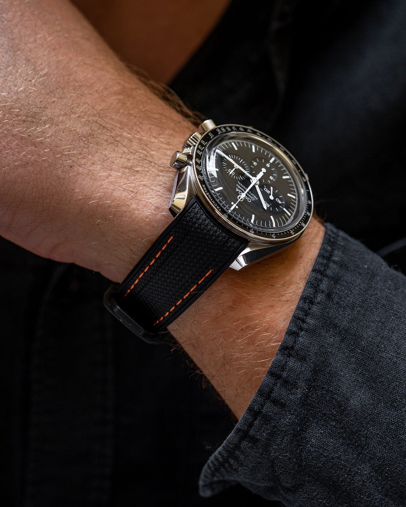 Curved Premium Rubber Strap for Speedmaster - Black