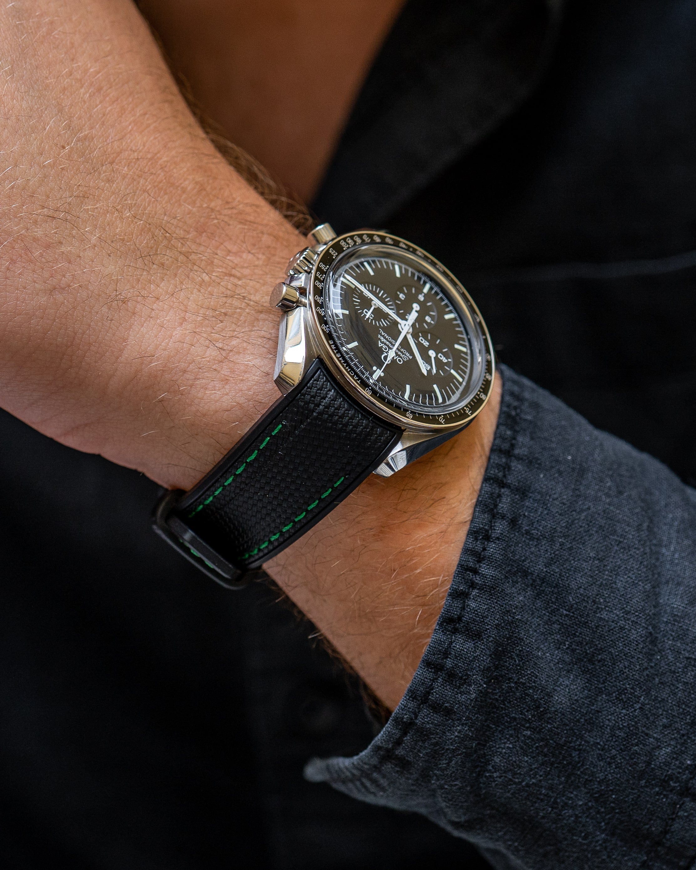 Curved Premium Rubber Strap for Speedmaster - Black