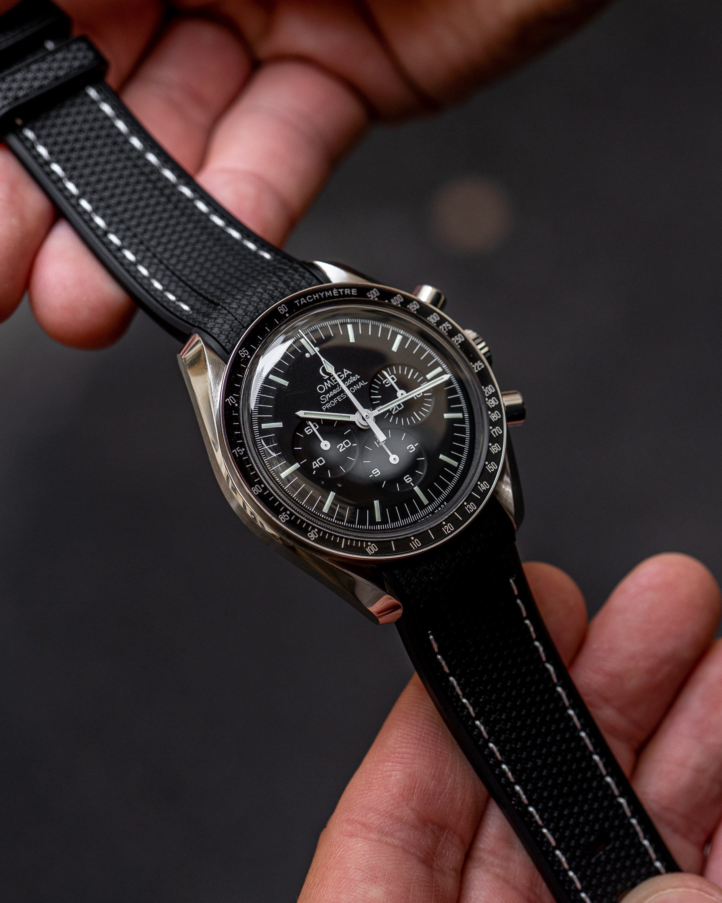Curved Premium Rubber Strap for Speedmaster - Black