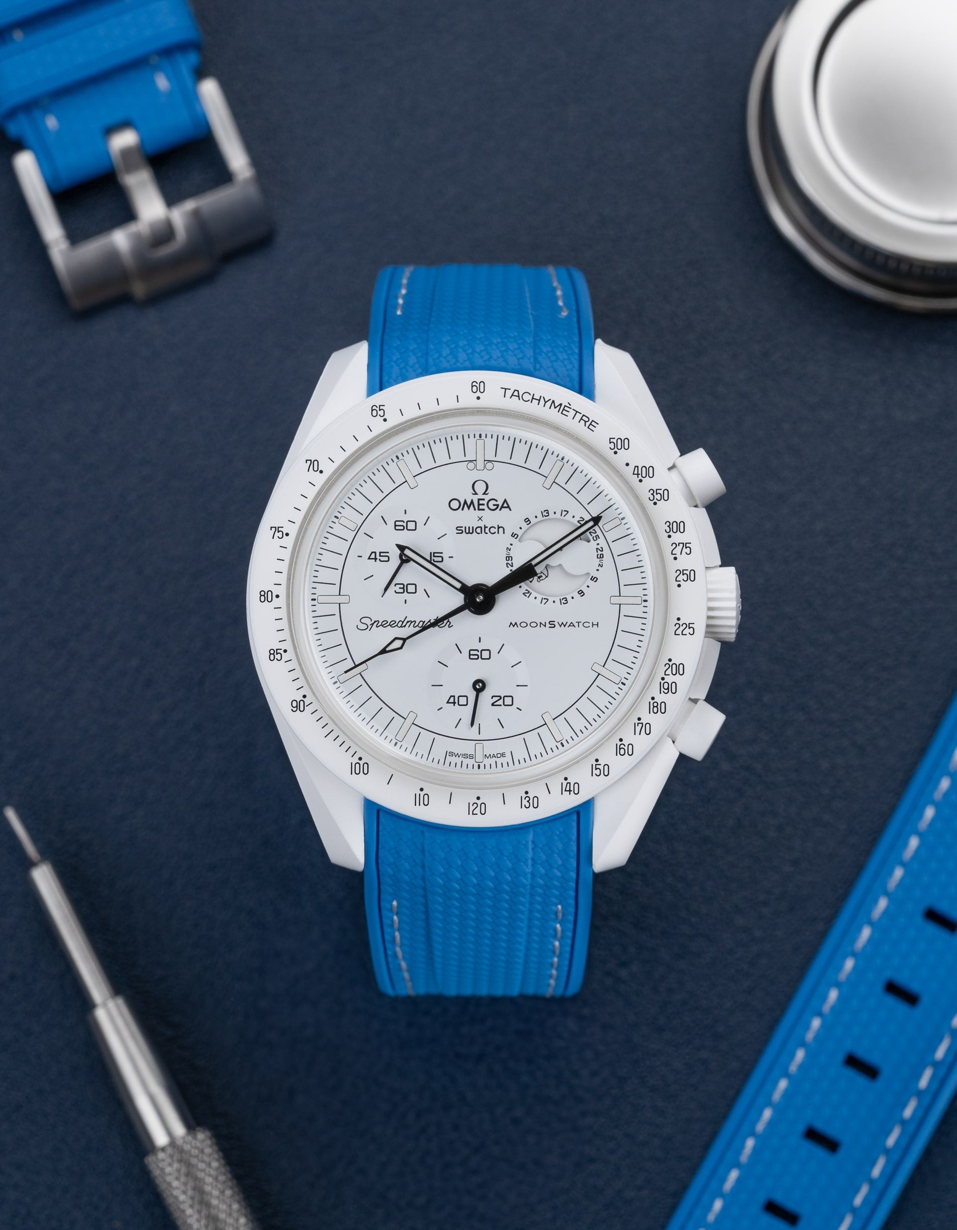 Curved Premium Rubber Strap - Neptune Blue